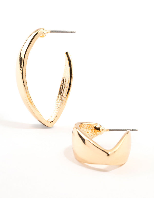 Gold Flat Morph Hoop Earrings