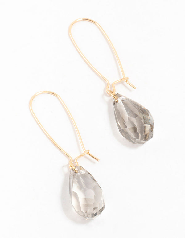 Gold Diamante Cut Beaded Drop Earrings