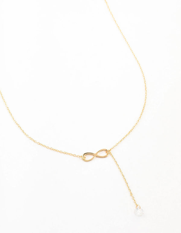 Gold Infinity Diamante Y-Necklace