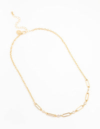 Gold Diamante Rectangle Chain Necklace - link has visual effect only