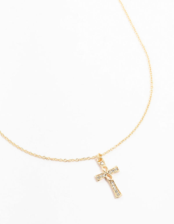 Gold Diamante Cross Necklace