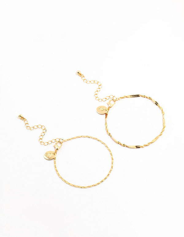 Gold Twisted Tab Bracelets 2-Pack