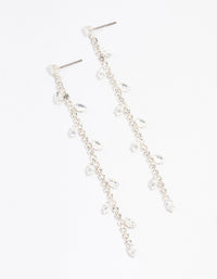 Silver Diamante Leaf Cupchain Drop Earrings - link has visual effect only