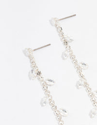 Silver Diamante Leaf Cupchain Drop Earrings - link has visual effect only