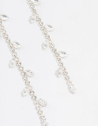 Silver Diamante Leaf Cupchain Drop Earrings - link has visual effect only