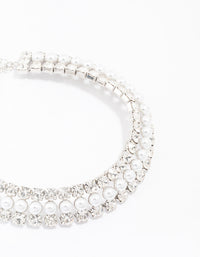 Rhodium Diamond & Pearl Necklace - link has visual effect only