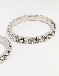 Rhodium Diamante Stretch Bracelet 2-Pack - link has visual effect only