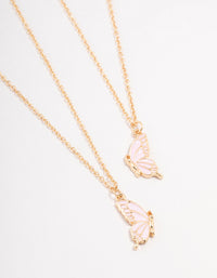 Gold & Pink Butterfly Necklaces 2-Pack - link has visual effect only