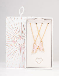 Gold & Pink Butterfly Necklaces 2-Pack - link has visual effect only