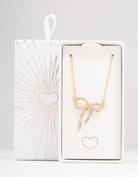 Gold Diamante Bow Necklace - link has visual effect only