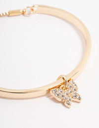 Gold Diamante Butterfly Bangle Toggle Bracelet - link has visual effect only