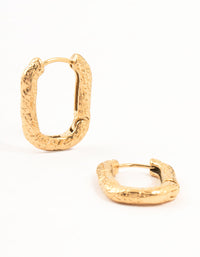 Gold Plated Surgical Steel Organic Rectangle Hoop Earrings - link has visual effect only