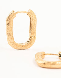 Gold Plated Surgical Steel Organic Rectangle Hoop Earrings - link has visual effect only