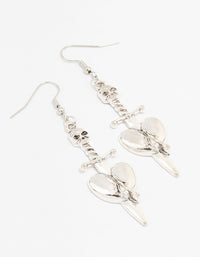 Silver Dagger Heart Drop Earrings - link has visual effect only