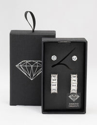 Rhodium Cubic Zirconia Hoop & Earrings Multipack - link has visual effect only