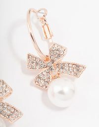 Rose Gold Bow & Pearl Drop Hoop Earrings - link has visual effect only