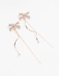 Rose Gold Diamante Bow Swirl Drop Earrings - link has visual effect only