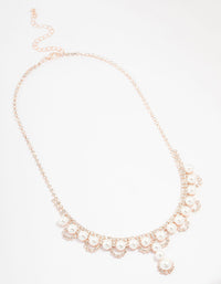 Rose Gold Pearl & Diamante Necklace - link has visual effect only