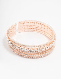 Rose Gold Diamante Multirow Bracelet - link has visual effect only