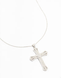 Rhodium Cubic Zirconia Radiant Cross Necklace - link has visual effect only