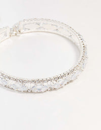 Silver Cubic Zirconia Marquise Statement Bangle Bracelet - link has visual effect only