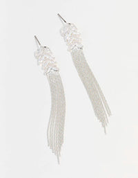 Silver Cubic Zirconia Tassel Drop Earrings - link has visual effect only