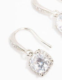 Rhodium Cubic Zirconia Square Drop Earrings - link has visual effect only