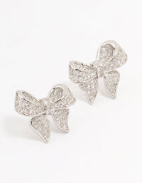 Silver Cubic Zirconia Small Bow Stud Earrings - link has visual effect only