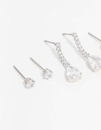 Silver Cubic Zirconia Stud & Drop Earrings 3-Pack - link has visual effect only