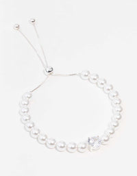 Silver Cubic Zirconia Pearl Toggle Bracelet - link has visual effect only