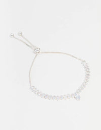 Silver Cubic Zirconia Butterfly Tennis Toggle Bracelet - link has visual effect only