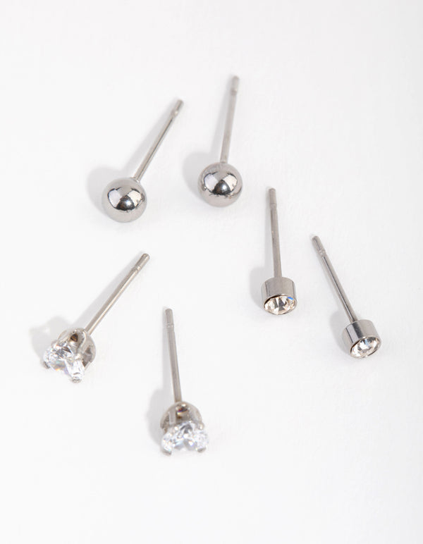 Surgical Steel Love Stud Earrings 3-Pack