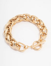 Gold Braided Chain Bracelet - link has visual effect only