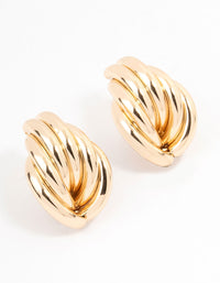 Gold Wrapped Knitted Stud Earrings - link has visual effect only