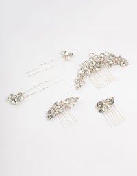 Silver Crystal Cluster Mixed Combs & Bridal Pins Pack - link has visual effect only