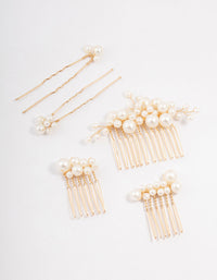 Gold Pearl Cluster Mixed Combs & Bridal Pins Pack - link has visual effect only