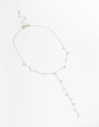 Rhodium Cubic Zirconia Vine Leaf Y-Necklace - link has visual effect only