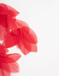 Red Chiffon Fabric Petal Leaf Drop Earrings - link has visual effect only