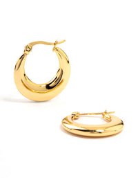 Waterproof Gold Plated Stainless Steel Crescent Hoop Earrings - link has visual effect only