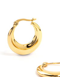 Waterproof Gold Plated Stainless Steel Crescent Hoop Earrings - link has visual effect only