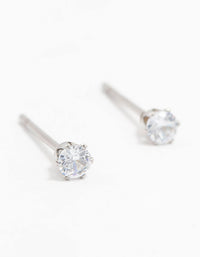 Stainless Steel Cubic Zirconia Stud Earrings 3 MM - link has visual effect only