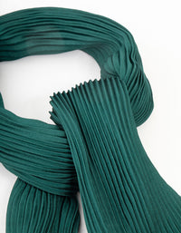 Pleated Green Satin Fabric Scarf - link has visual effect only