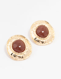 Gold Molten Circle Disc Stud Earrings - link has visual effect only