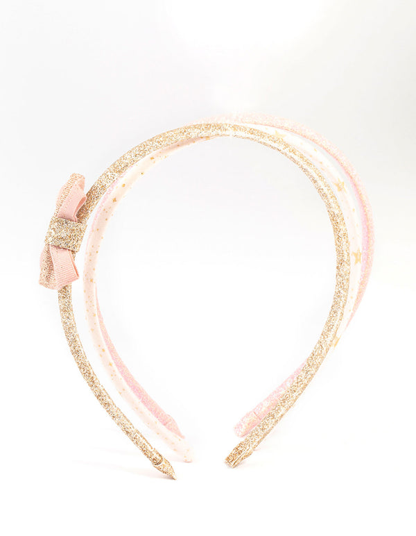 Kids Pink & Gold Aliceband 3-Pack