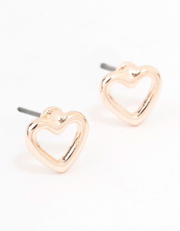 Rose Gold Cut Out Heart Stud Earrings