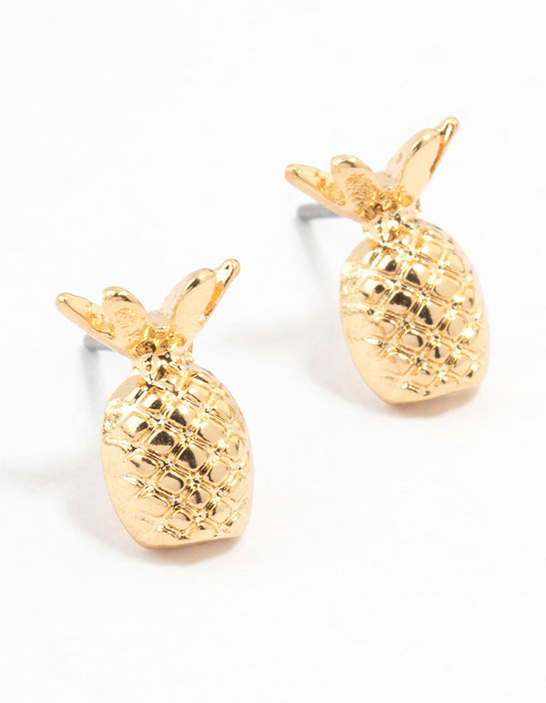 Gold Pineapple Stud Earrings