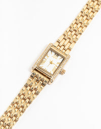 Gold Diamante Rectangle Watch - link has visual effect only