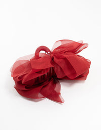 Red Fabric Bow Claw Clip - link has visual effect only