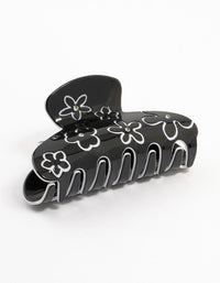 Black & White  Flower Outline Claw Clip - link has visual effect only