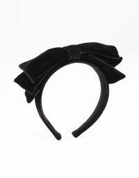 Black Velvet Fabric Large Bow Headband - link has visual effect only